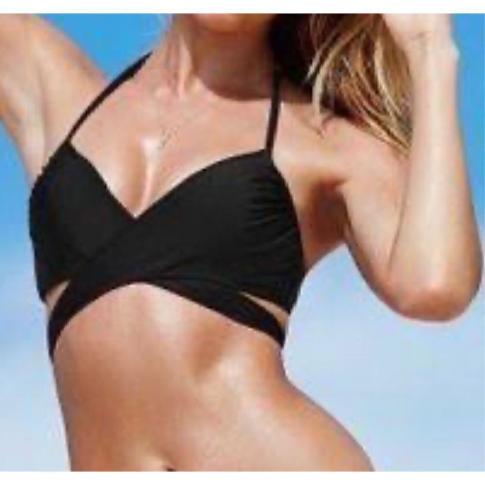 Victoria’s Secret black halter padded bikini underwire top